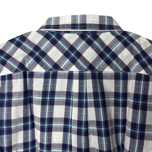 UNTUCKit checkered Button Down Women’s Shirt Size 8 NWT Navy White Classic Stapl - Picture 4 of 11